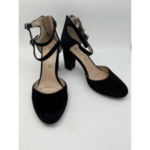 Unisa Black Velvet/Velour 3" Block Heels Double Strap Event Shoes Size 7.5